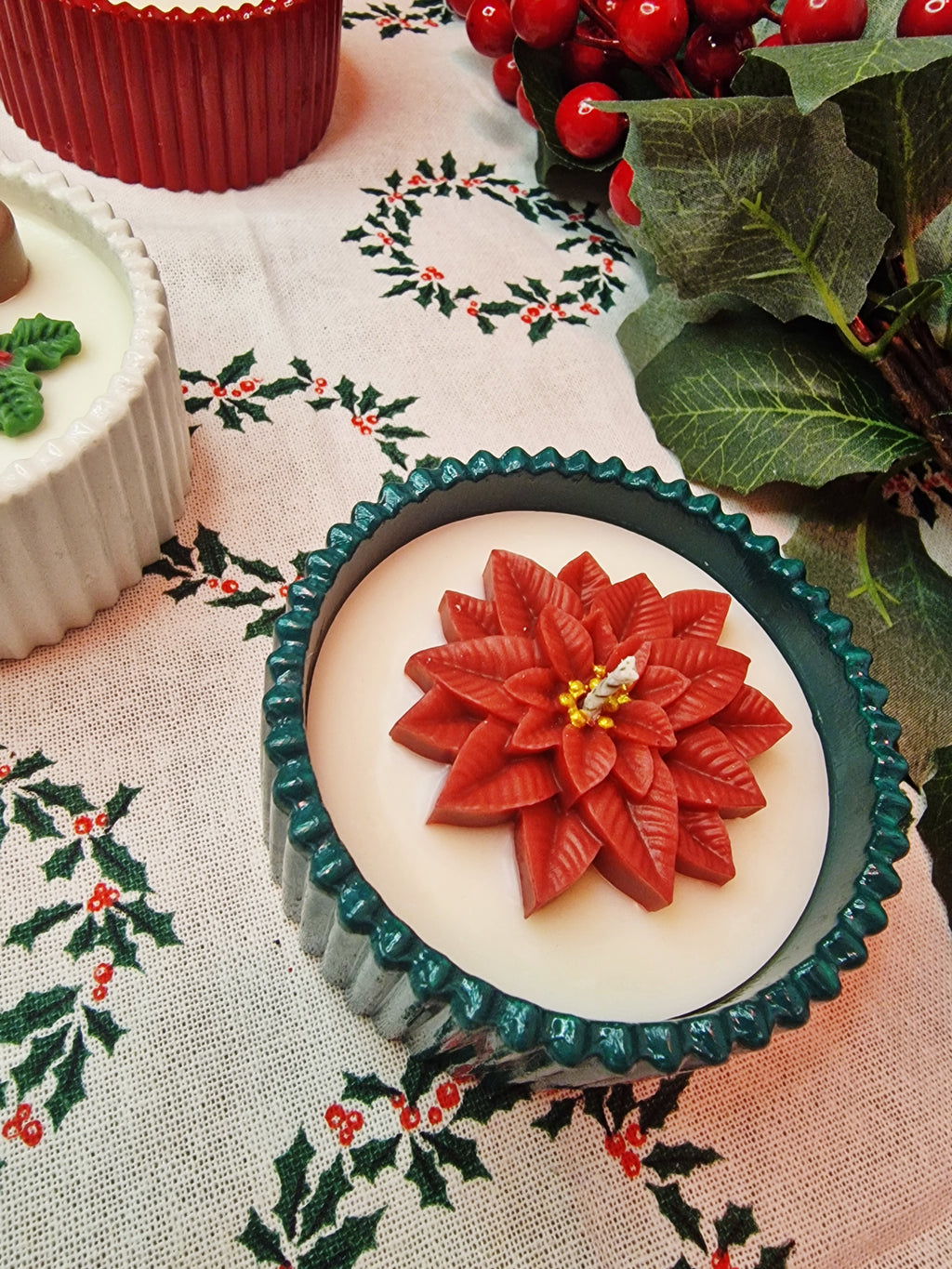 VELA DE NAVIDAD EXCLUSIVA MEDIANA ARTESANAL + DE 40 HORAS.  3 DISEÑOS DIFERENTES