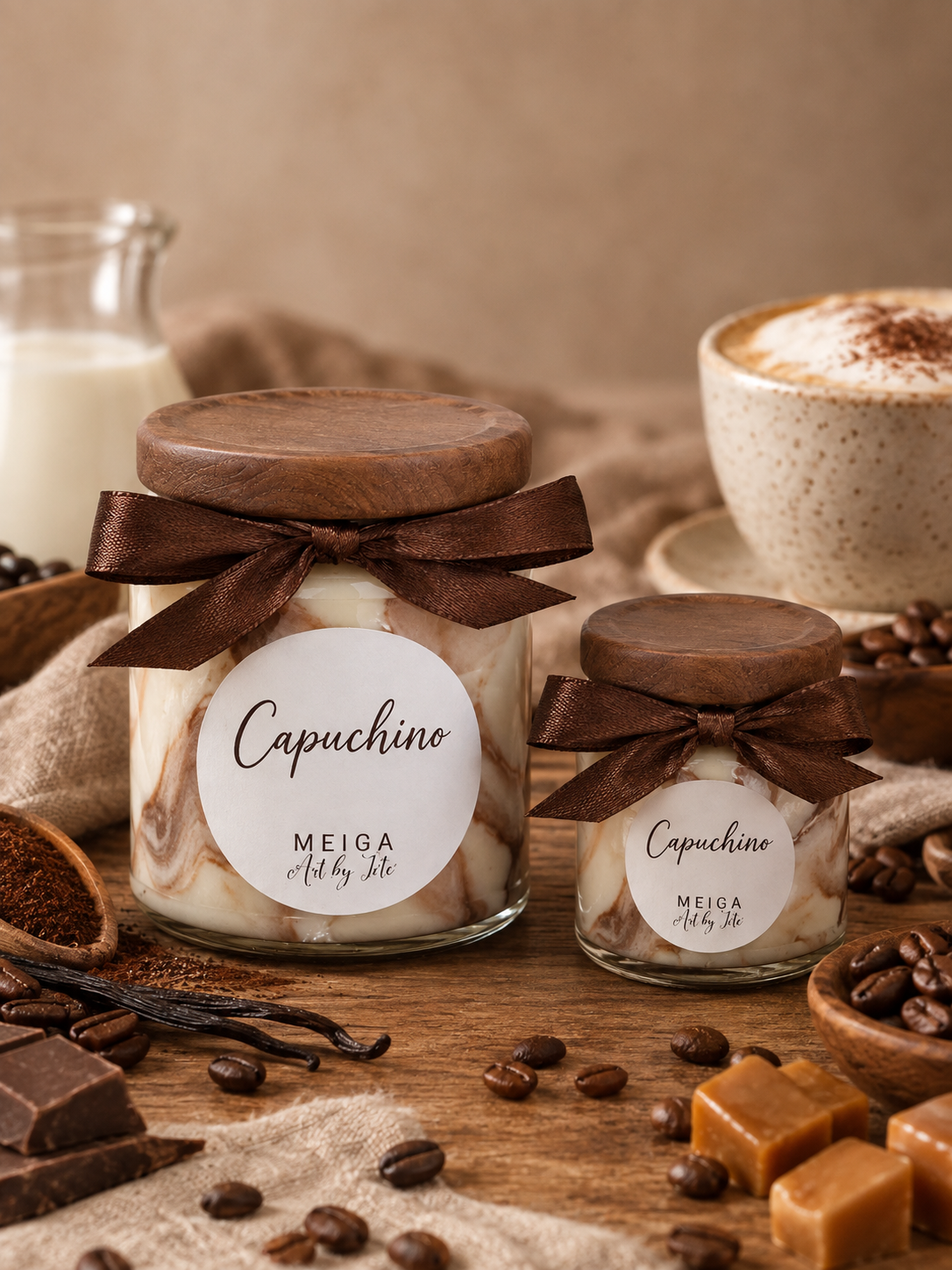 Vela Aromática Capuchino – Artesanal y de Cera de Soja