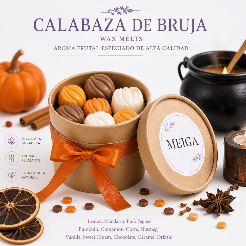 Wax Melts Calabaza de Bruja - Figuras de cera de soja aromáticas para derretir en el quemador.