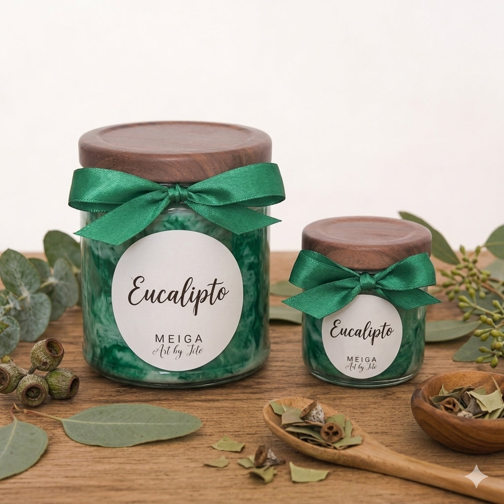 Vela Aromática Eucalipto – Artesanal y de Cera de Soja